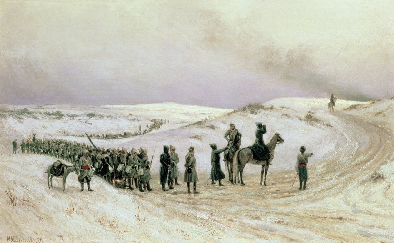 Bulgaria, kohtaus Venäjän ja Turkin sodasta 1877-78, 1879 tekijältä Mikhail Georgievich Malyshev