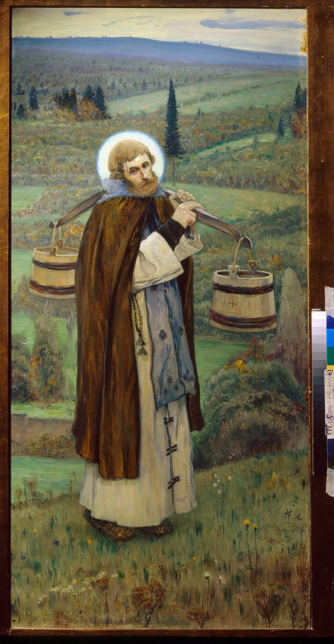 Pyhä Sergius" työskentelee tekijältä Mikhail Vasilievich Nesterov