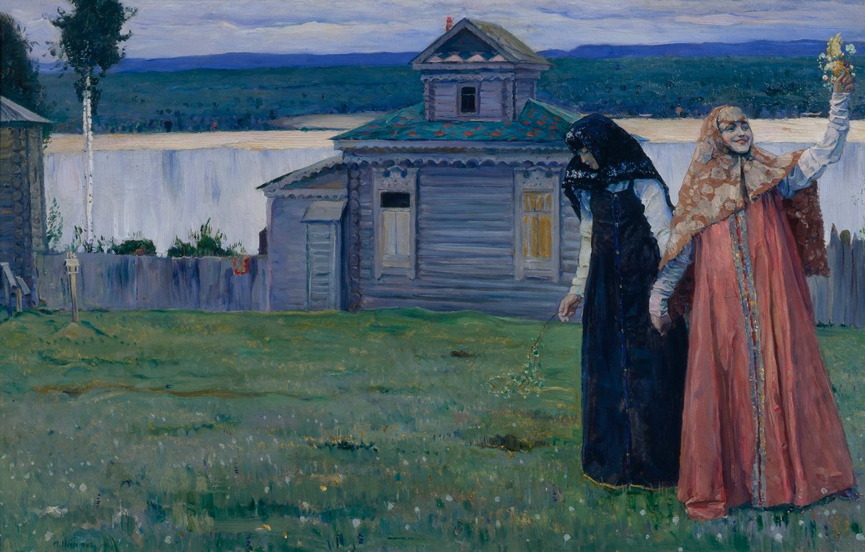 Syrjäisessä luostarissa Sisters, 1915. tekijältä Mikhail Vasilievich Nesterov
