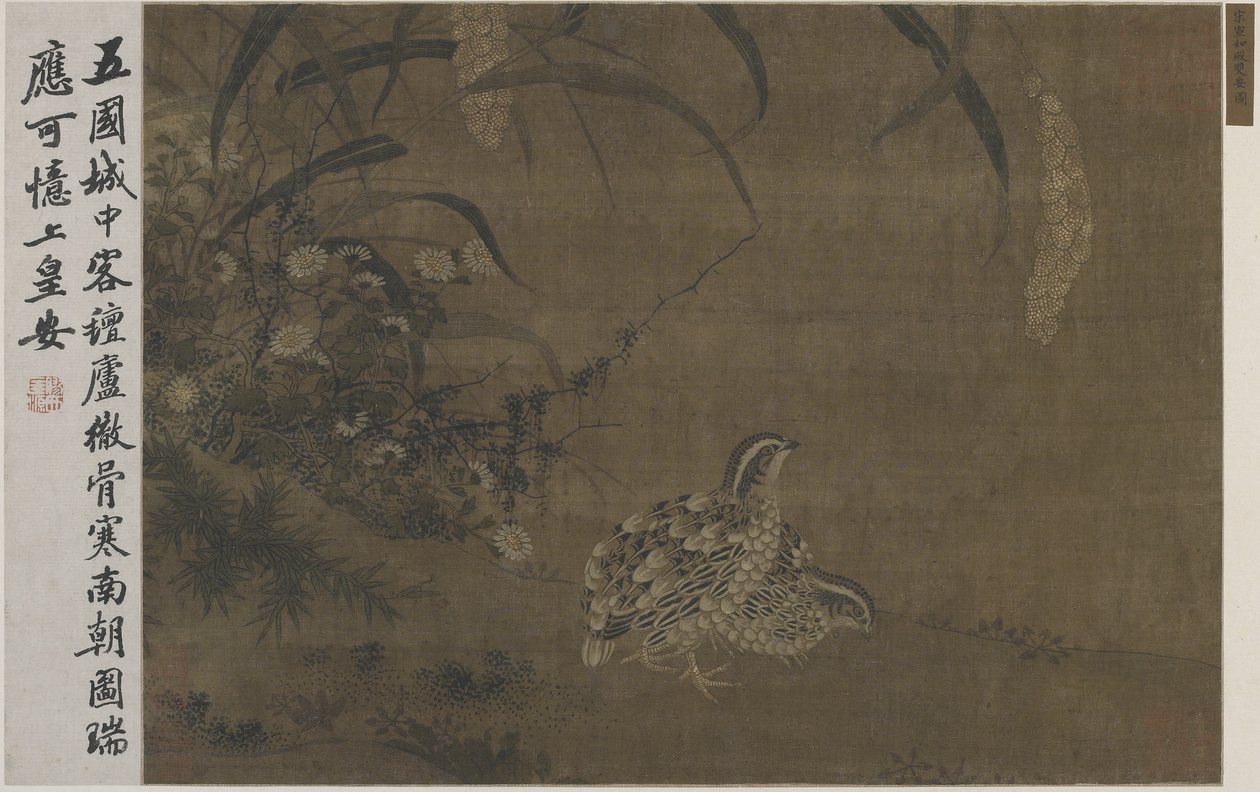 Viiriäinen ja hirssi tekijältä Ming Dynasty Chinese School