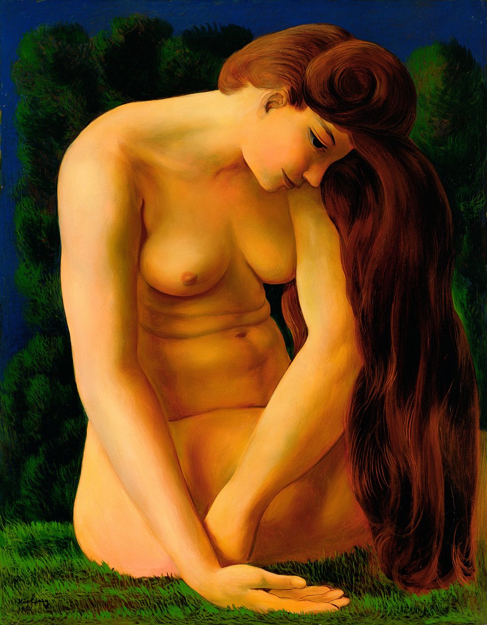Alaston istuu ruohikolla tekijältä Moise Kisling