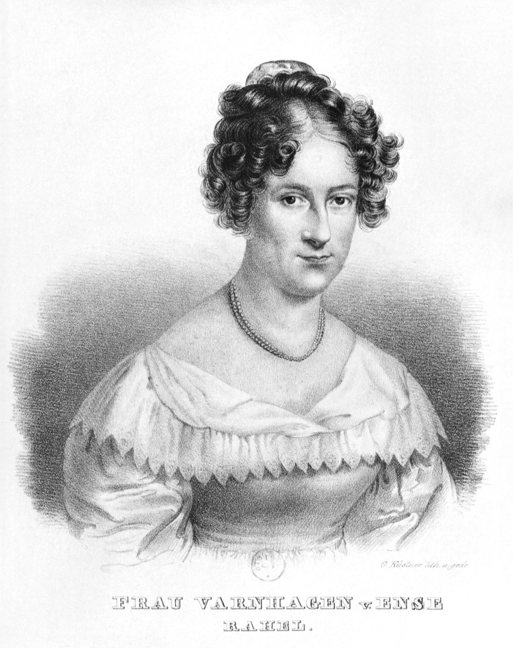 Muotokuva Rahel Varnhagen von Ense (1771-1833), syntynyt Levin, kaiverrettu Gottfried Kustnerin (1800-64) toimesta. tekijältä Moritz Michael Daffinger