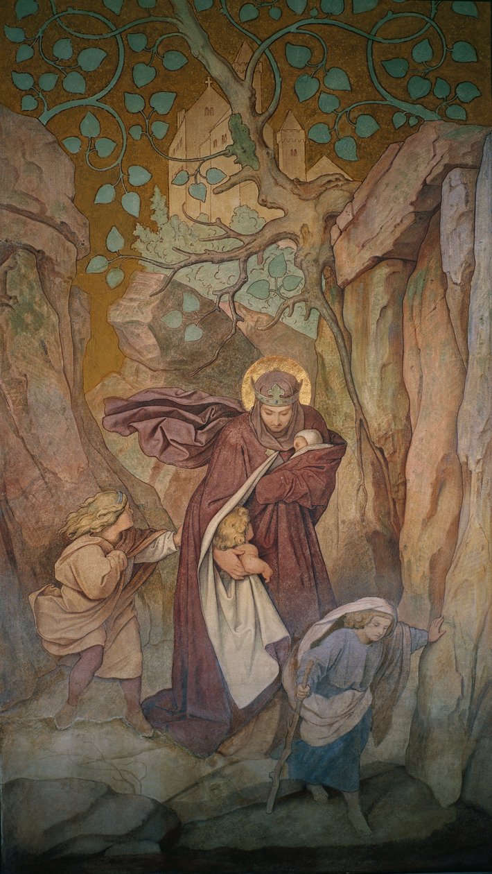 Pyhän Elisabetin lähtö Wartburgin linnasta, n. 185455 tekijältä Moritz Ludwig von Schwind
