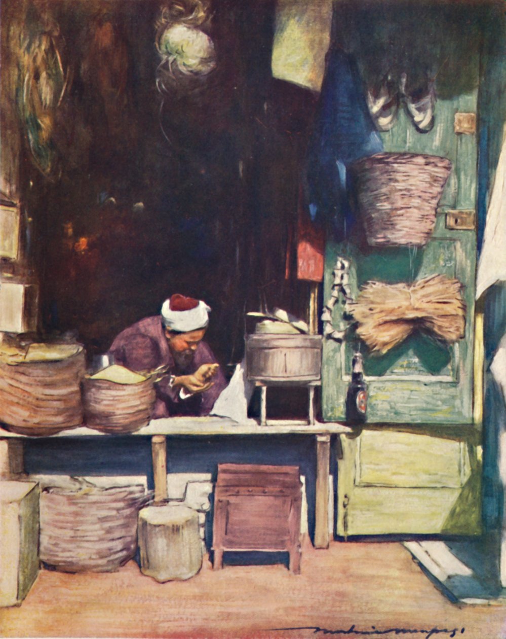 "A Seed Stall, Delhi", 1903 tekijältä Mortimer L Menpes
