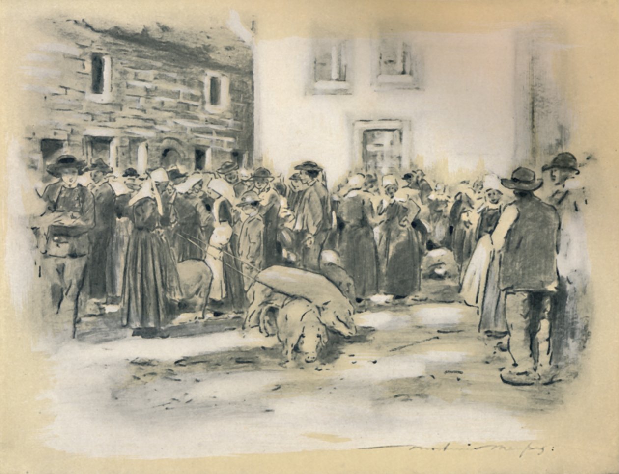 "Sikamarkkinat", 1903 tekijältä Mortimer L Menpes