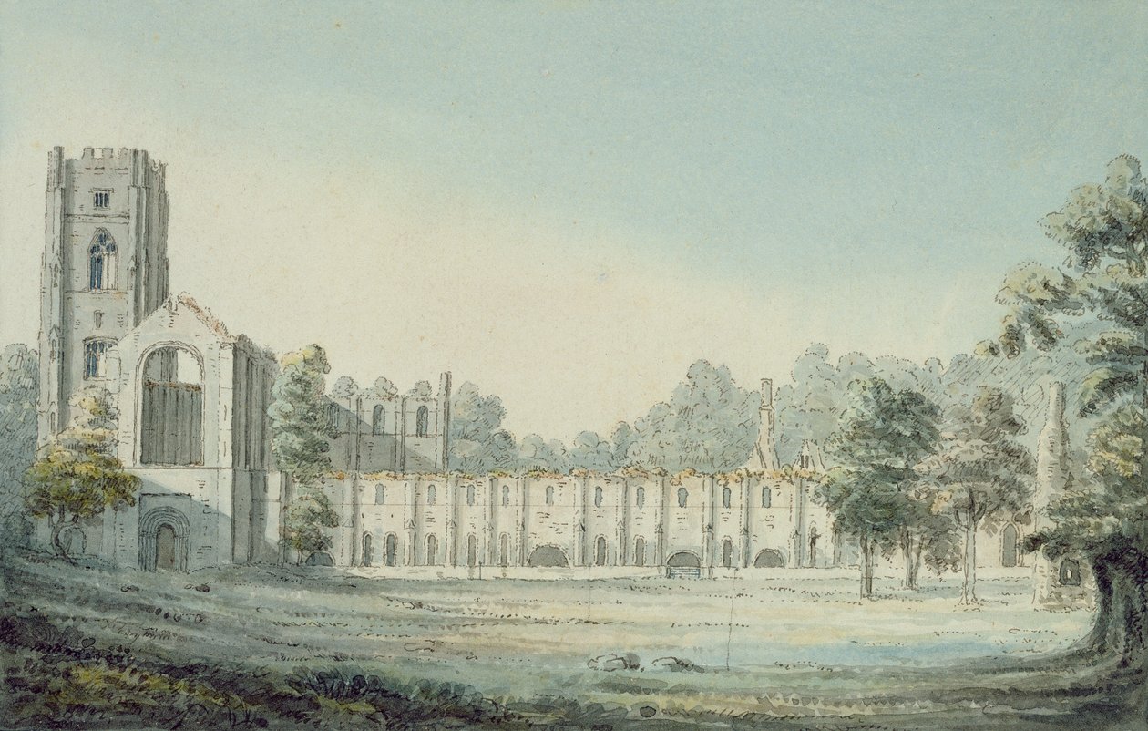 Fountains Abbey (wc ja muste paperille) (katso pari numerosta 264334) tekijältä Moses Griffith