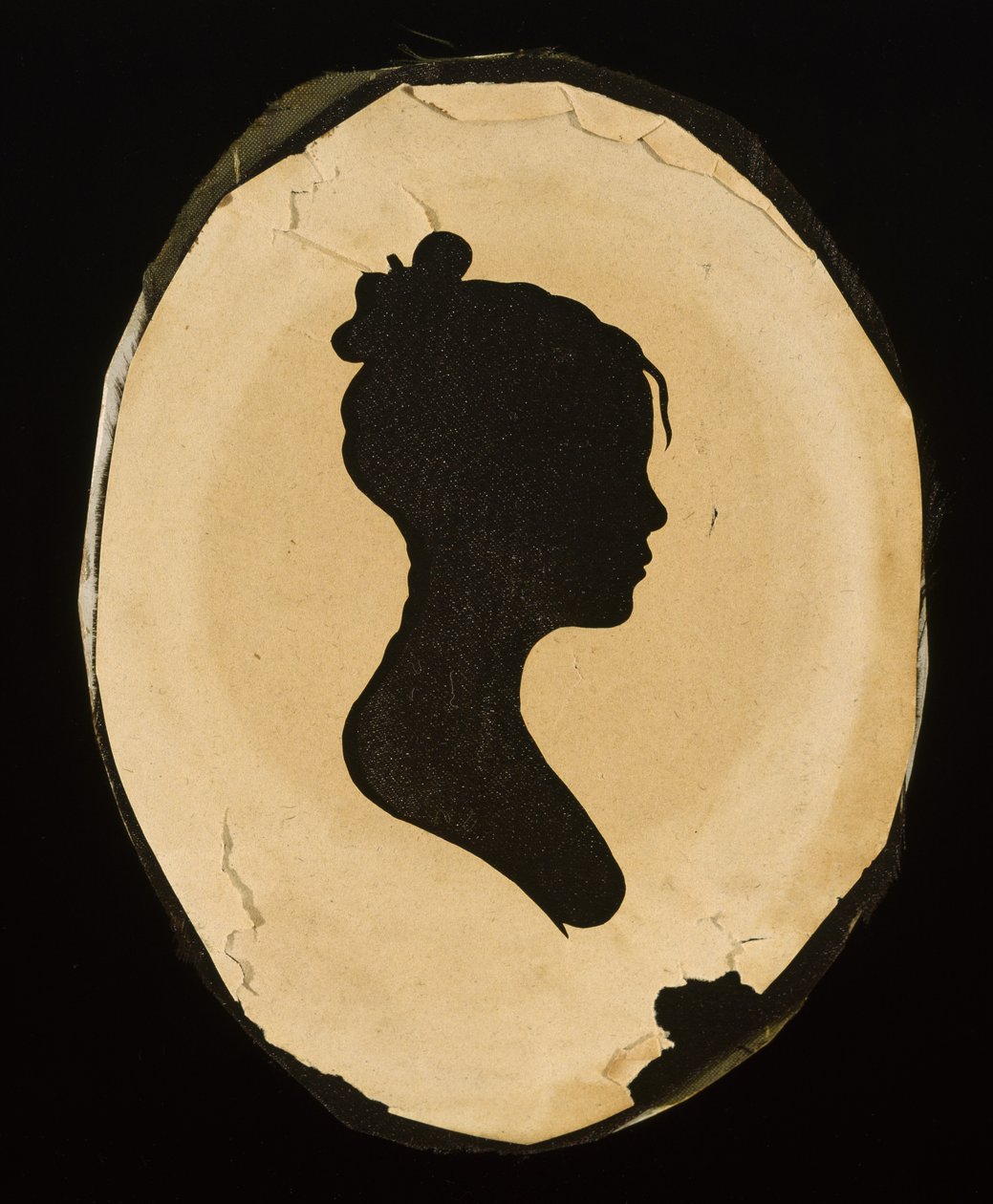 Paljastettu nuoren naisen siluetti, vuoden 1802 jälkeen (kudottu paperi mustalla musteella) tekijältä Moses Williams