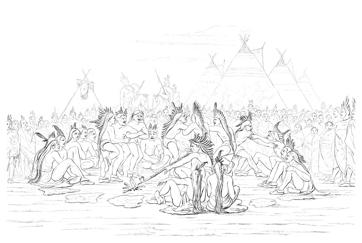 Amerikan intiaani piipputanssi, 1841. tekijältä Myers and Co