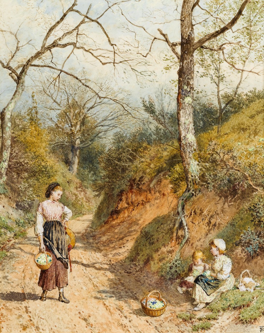 Primrose Gatherers (wc paperilla) tekijältä Myles Birket Foster
