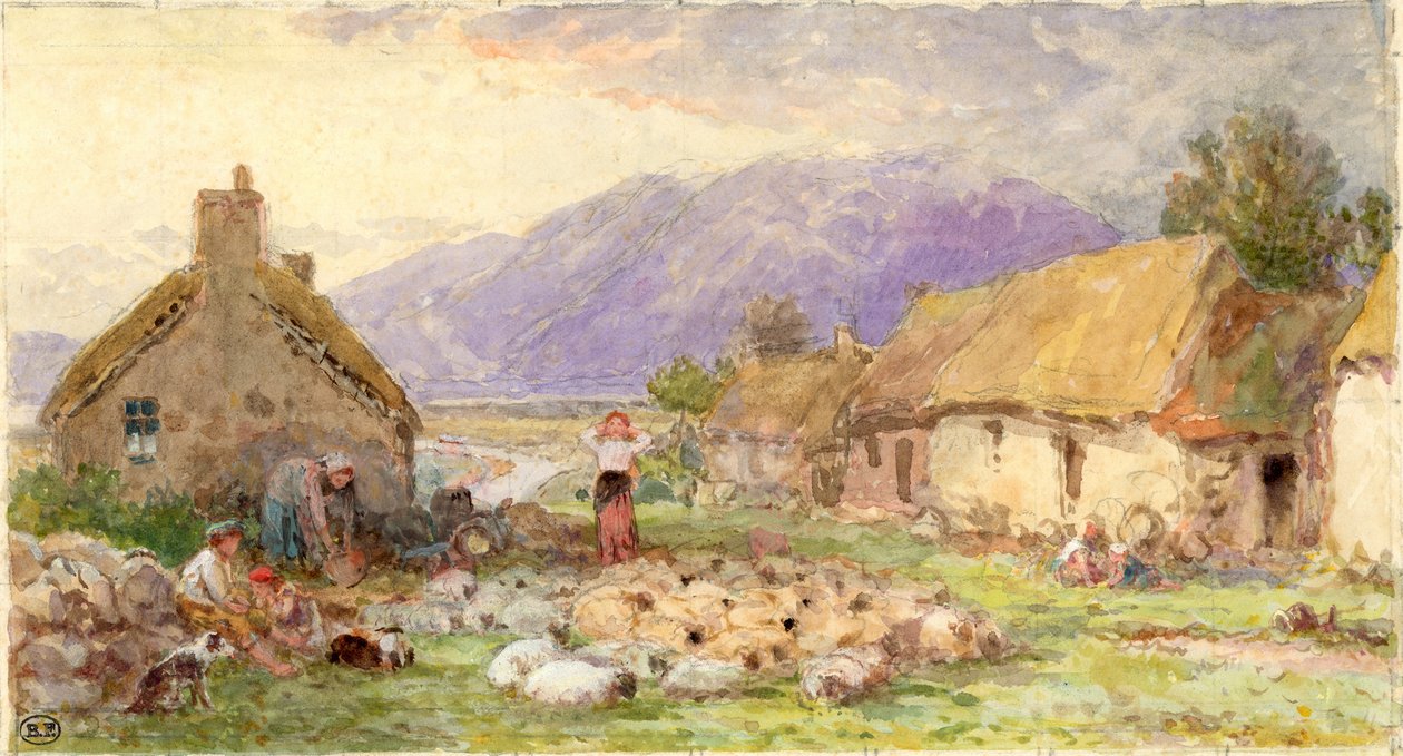 Nimetön (kynä ja akvarelli paperille) tekijältä Myles Birket Foster