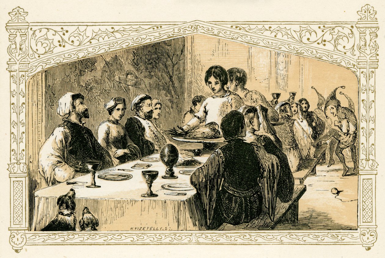 Keskiaikainen joulujuhla tekijältä Myles Birket Foster