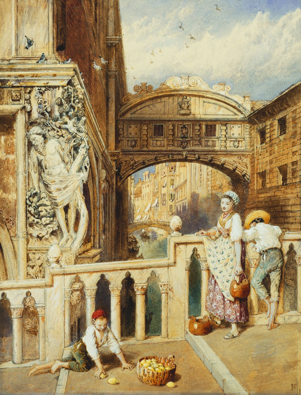 Huokausten silta, Venetsia, tekijältä Myles Birket Foster