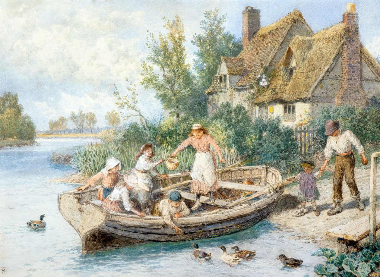 Lautta (akvarelli) tekijältä Myles Birket Foster