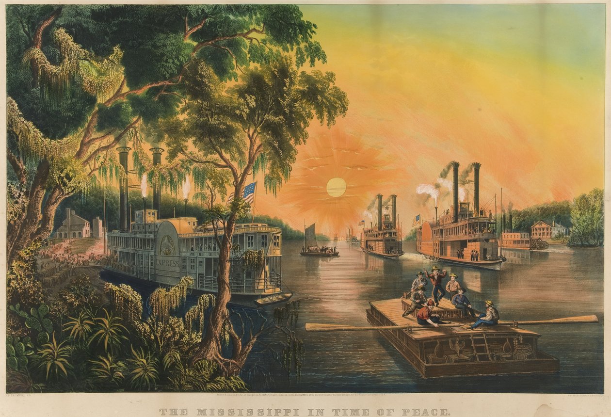 Mississippi rauhan aikaan, 1865 tekijältä N. and Ives, J.M. Currier