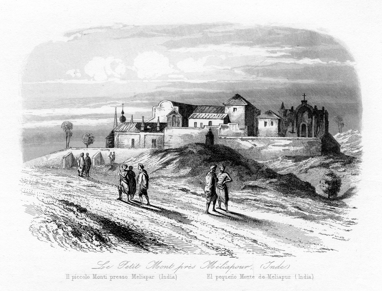 Pieni vuori lähellä Meliapuria, Intia, vuonna 1840. tekijältä N. Remond