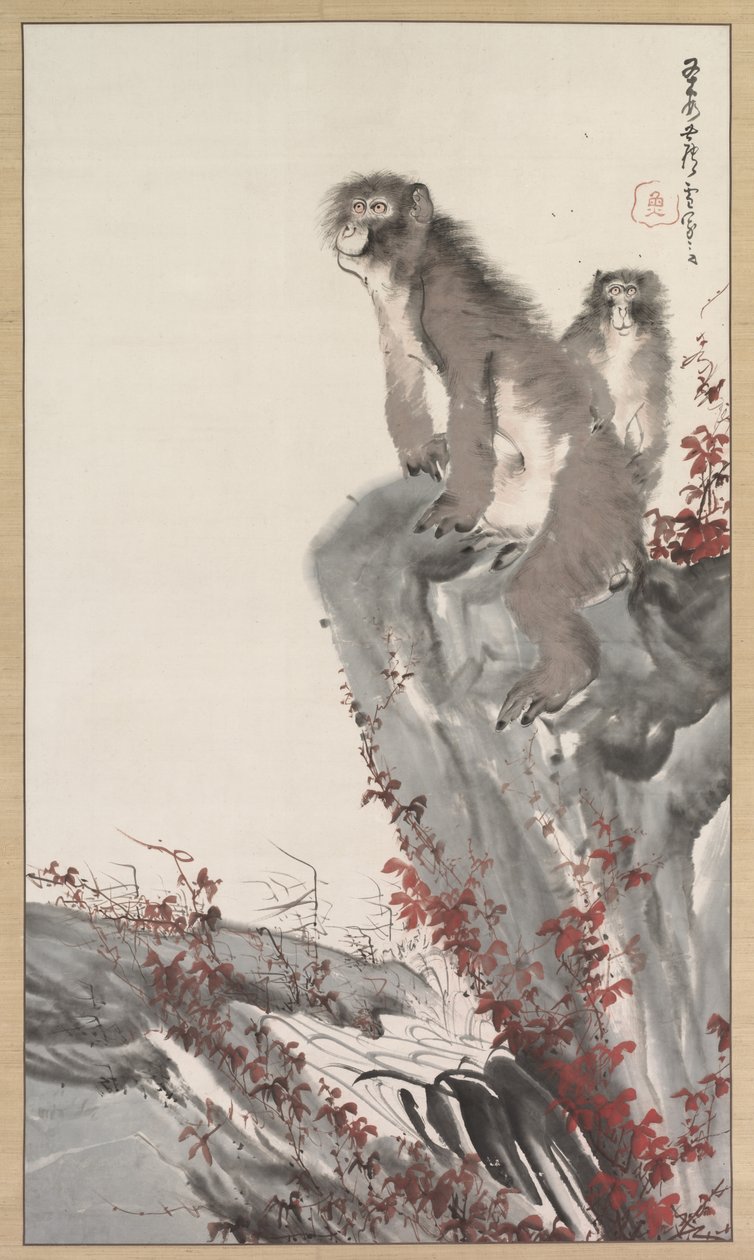 Monkeys by a Stream, 1800-luvun puoliväli. tekijältä Nagasawa Rosetsu
