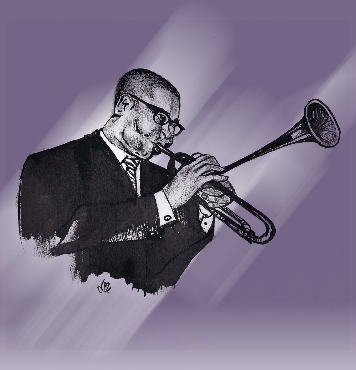 Dizzy Gillespie, 2021 (piirustus) tekijältä Nancy Moniz Charalambous