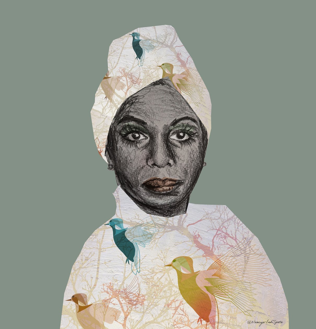 Nina Simone, 2022 (piirustus) tekijältä Nancy Moniz Charalambous