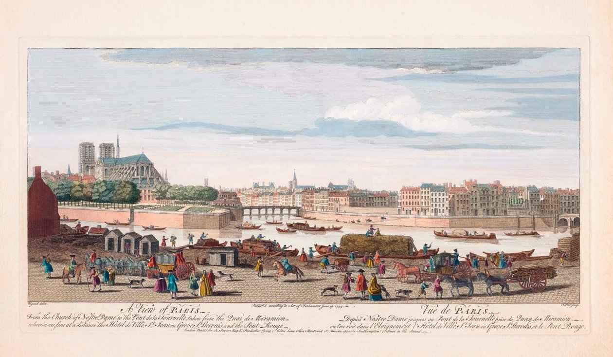 1700-luvun näkymä Pariisista, Ranskasta (kaiverrus) tekijältä Nathaniel Parr