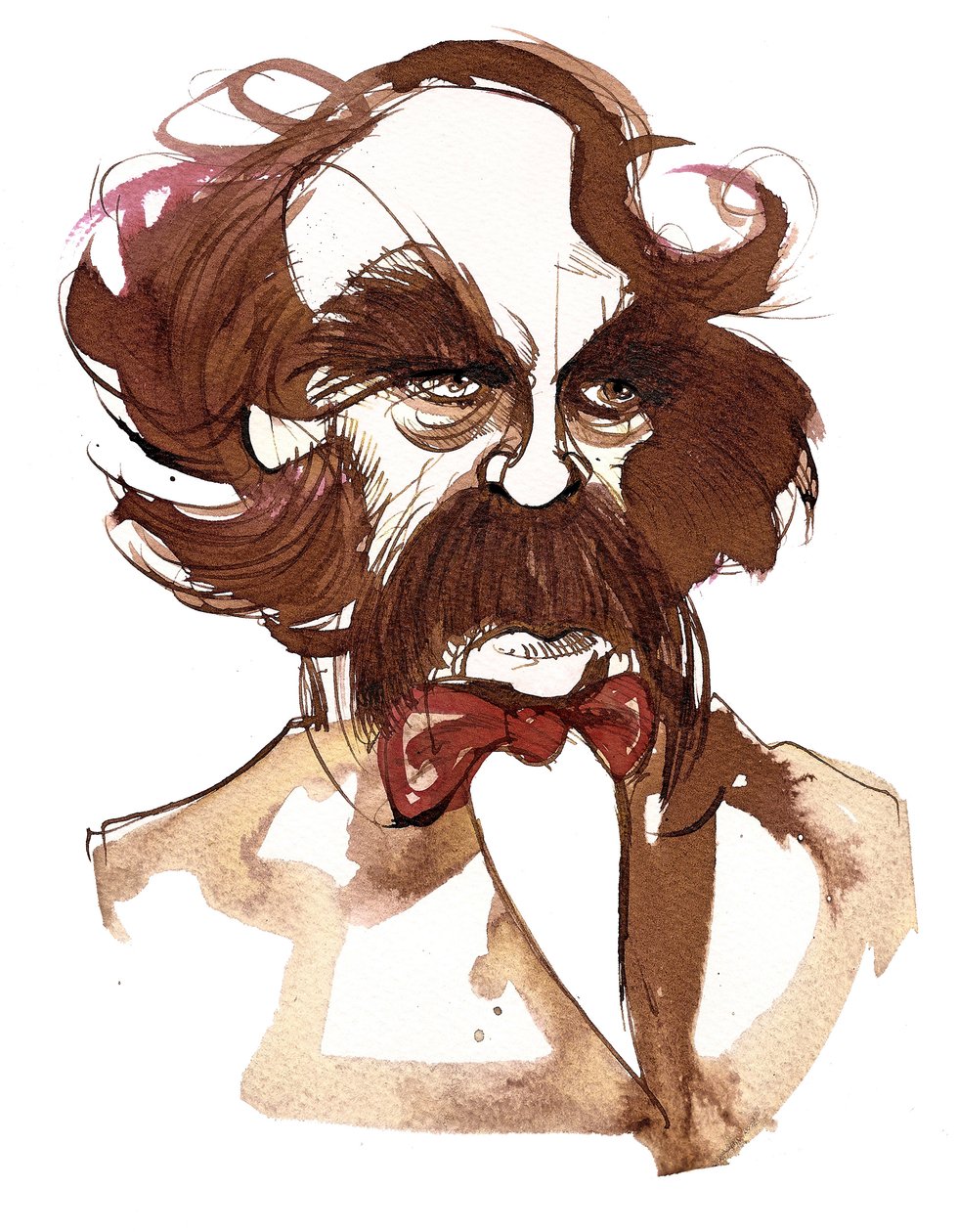 amerikkalainen kirjailija Nathaniel Hawthorne (1804-64); karikatyyri tekijältä Neale Osborne