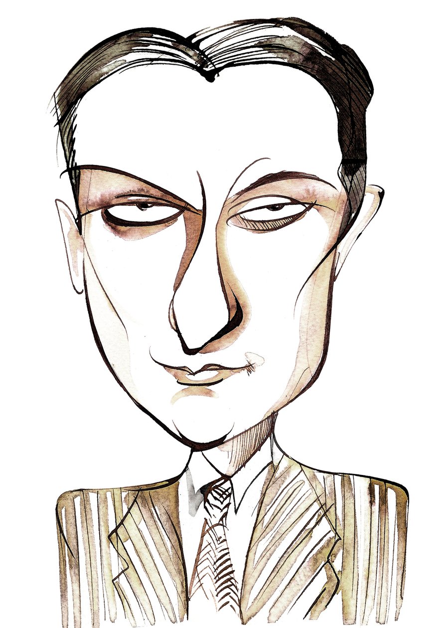 Dinu Lipatti, romanialainen pianisti ja säveltäjä, (1917 - 1950), karikatyyri. tekijältä Neale Osborne