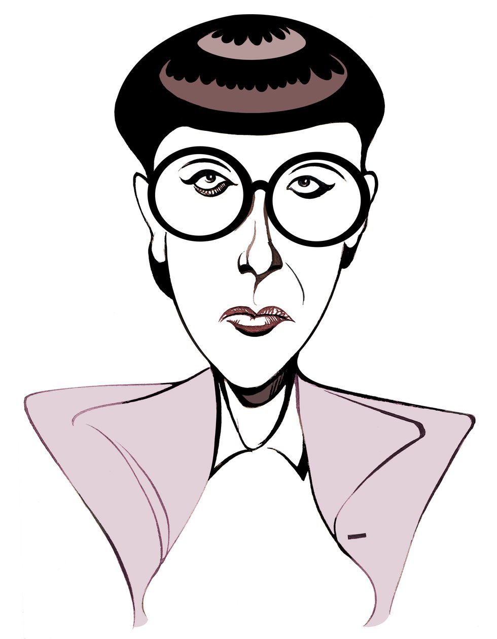 Edith Head Amerikkalainen pukusuunnittelija (1907 - 1981), pilapiirros lasien kanssa tekijältä Neale Osborne