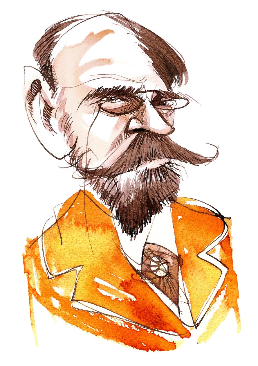 ranskalainen kirjailija Emile Zola (1840-1902); karikatyyri tekijältä Neale Osborne