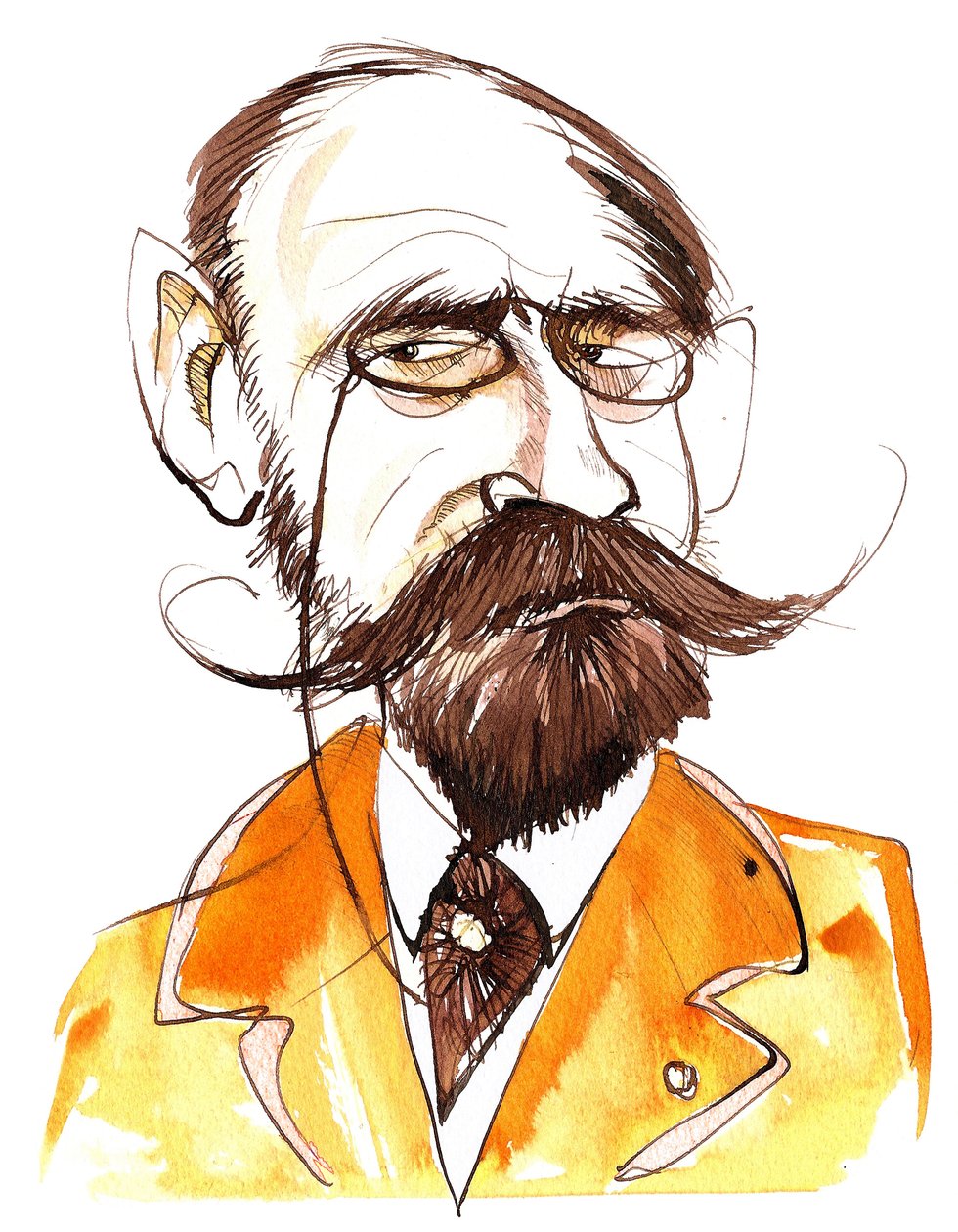 ranskalainen kirjailija Emile Zola (1840-1902); karikatyyri tekijältä Neale Osborne