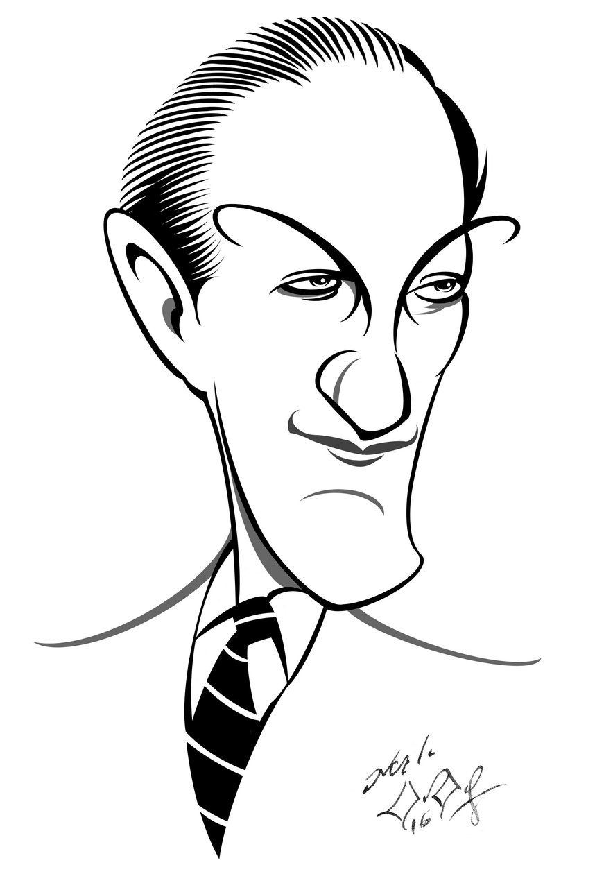 George Gershwin, yhdysvaltalainen säveltäjä, lauluntekijä ja pianisti (s. Jakob Gershwin), (1898 - 1937) karikatyyri tekijältä Neale Osborne