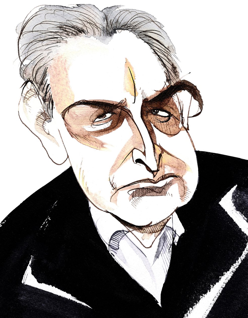 John Banville, irlantilainen kirjailija ja käsikirjoittaja; rikoskirjailija, kirjailijanimeltään Benjamin Black; karikatyyri. tekijältä Neale Osborne