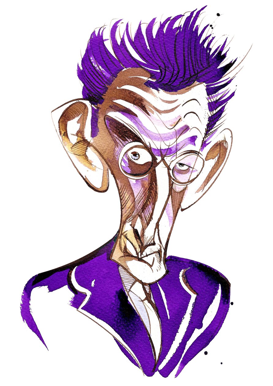 Samuel Beckett (irlantilainen kirjailija ja näytelmäkirjailija, 1906-89) värikarikatyyri tekijältä Neale Osborne