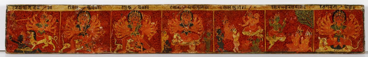 Devimahatmya käsikirjoituksen kansi (läpinäkymätön wc puulla) tekijältä Nepalese School