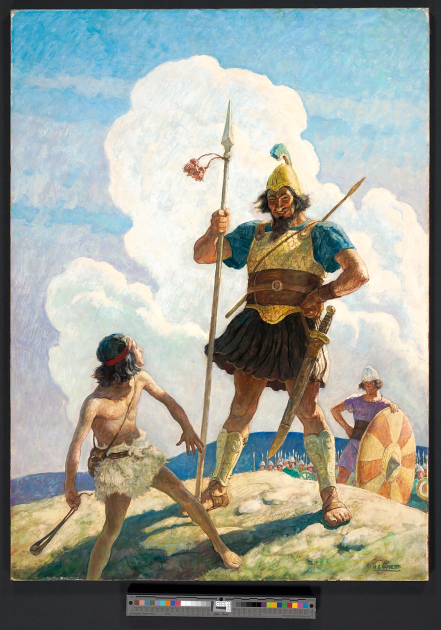 Daavid ja Goljat, n. 1939 (maalaus) tekijältä Newell Convers Wyeth