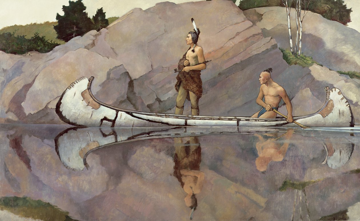 Intiaanit kanootissa tekijältä Newell Convers Wyeth