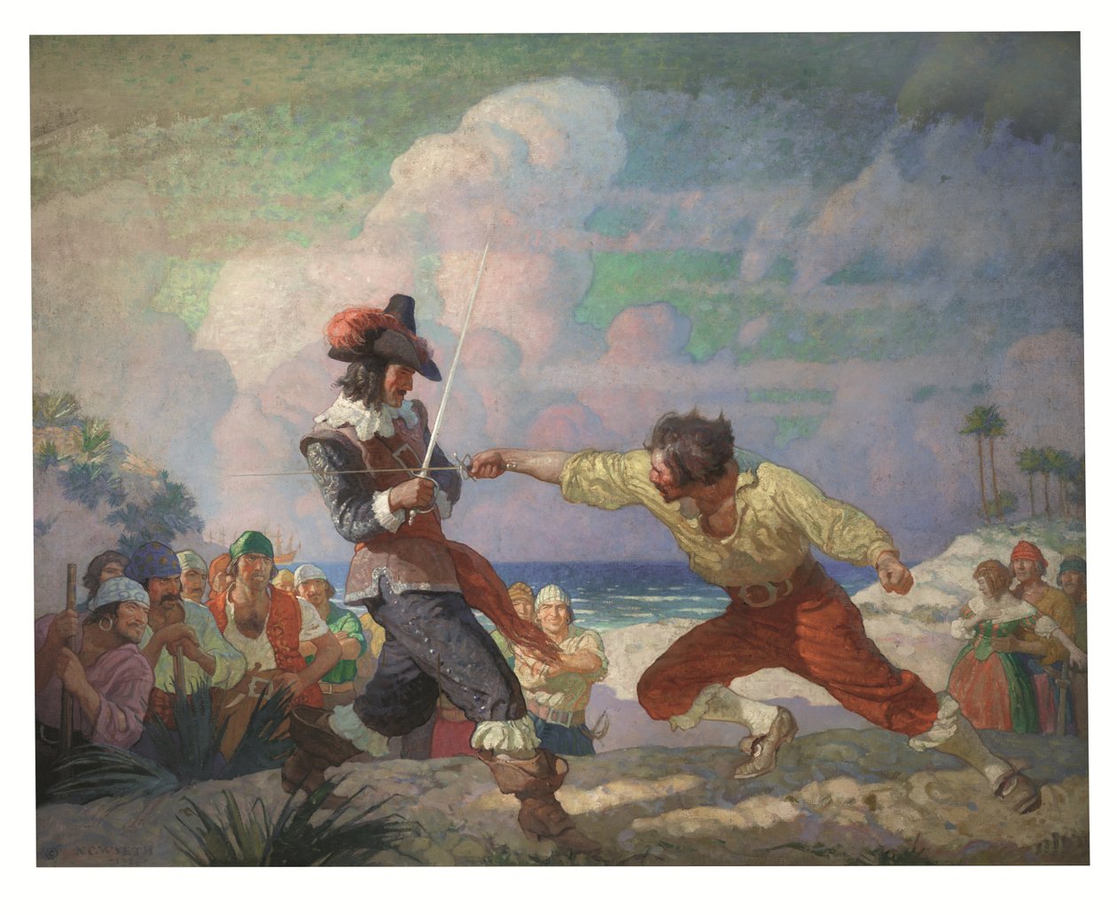 Kaksintaistelu rannalla tekijältä Newell Convers Wyeth