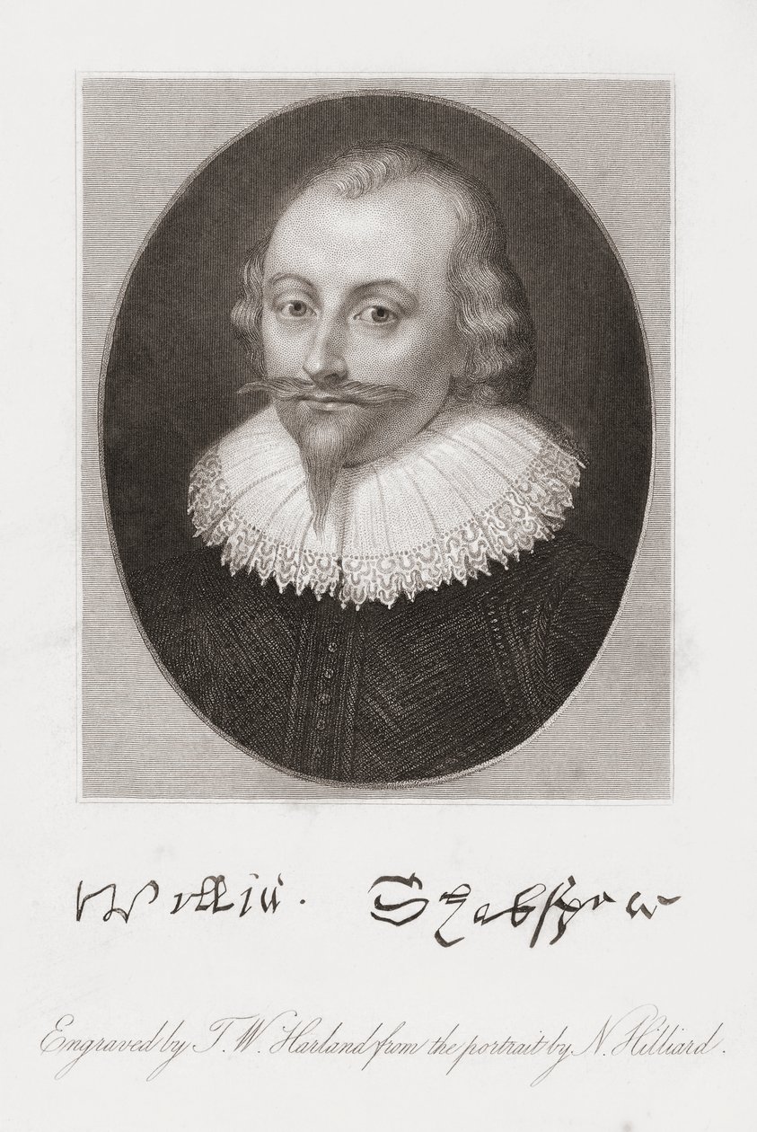 William Shakespeare. Hilliardin muotokuva. tekijältä Nicholas (after) Hilliard