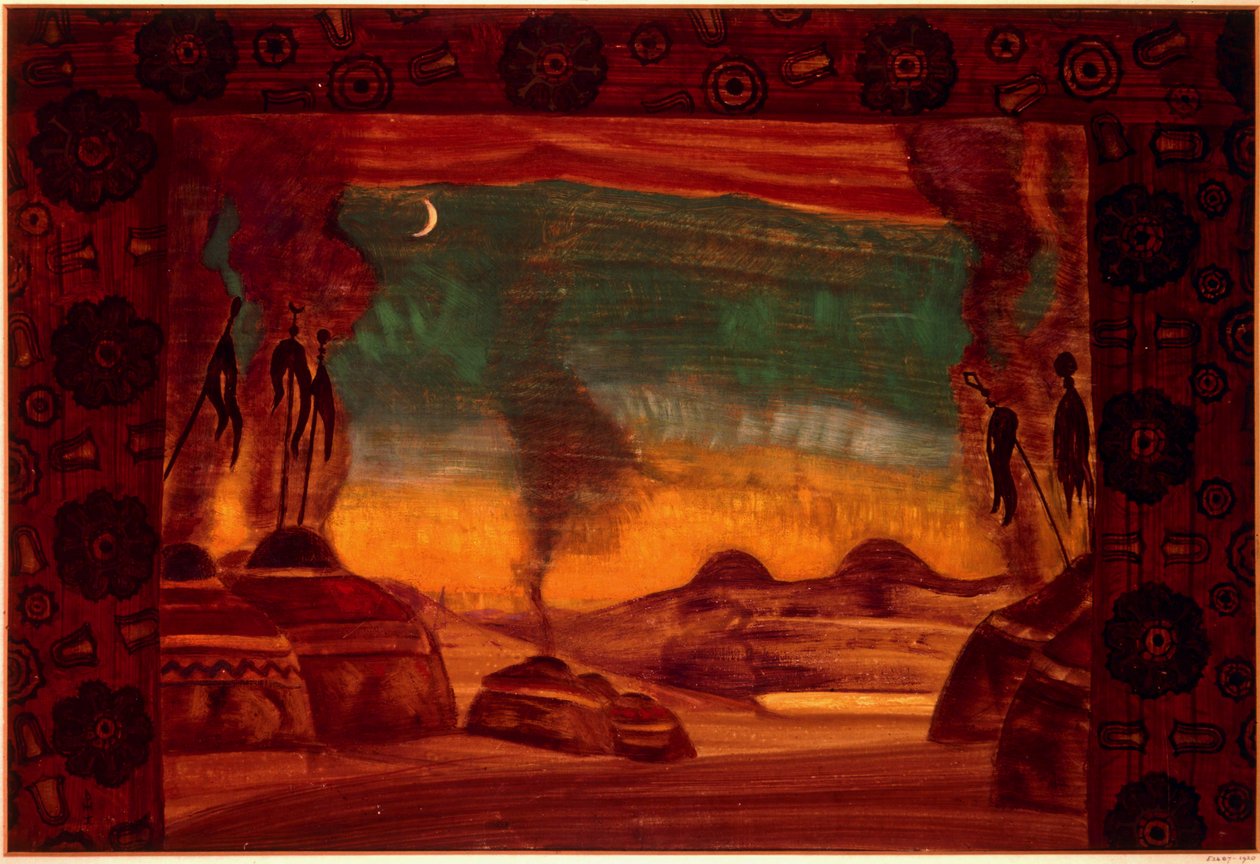 Polovtsian leiri ... (tempera paperille) tekijältä Nicholas Roerich