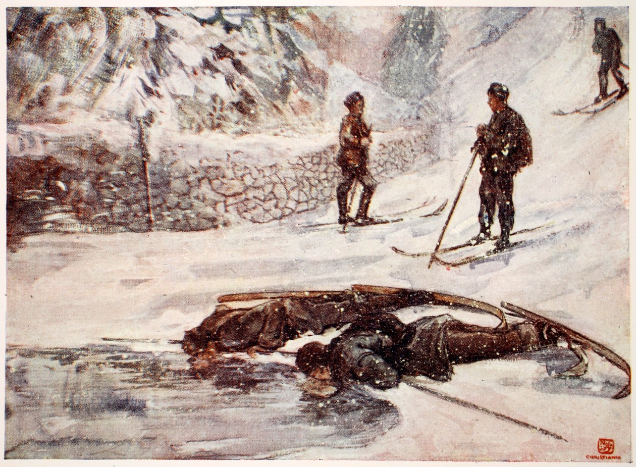 Hiihtäjät juovat hanhiviiniä, 1905 tekijältä Nico Jungman