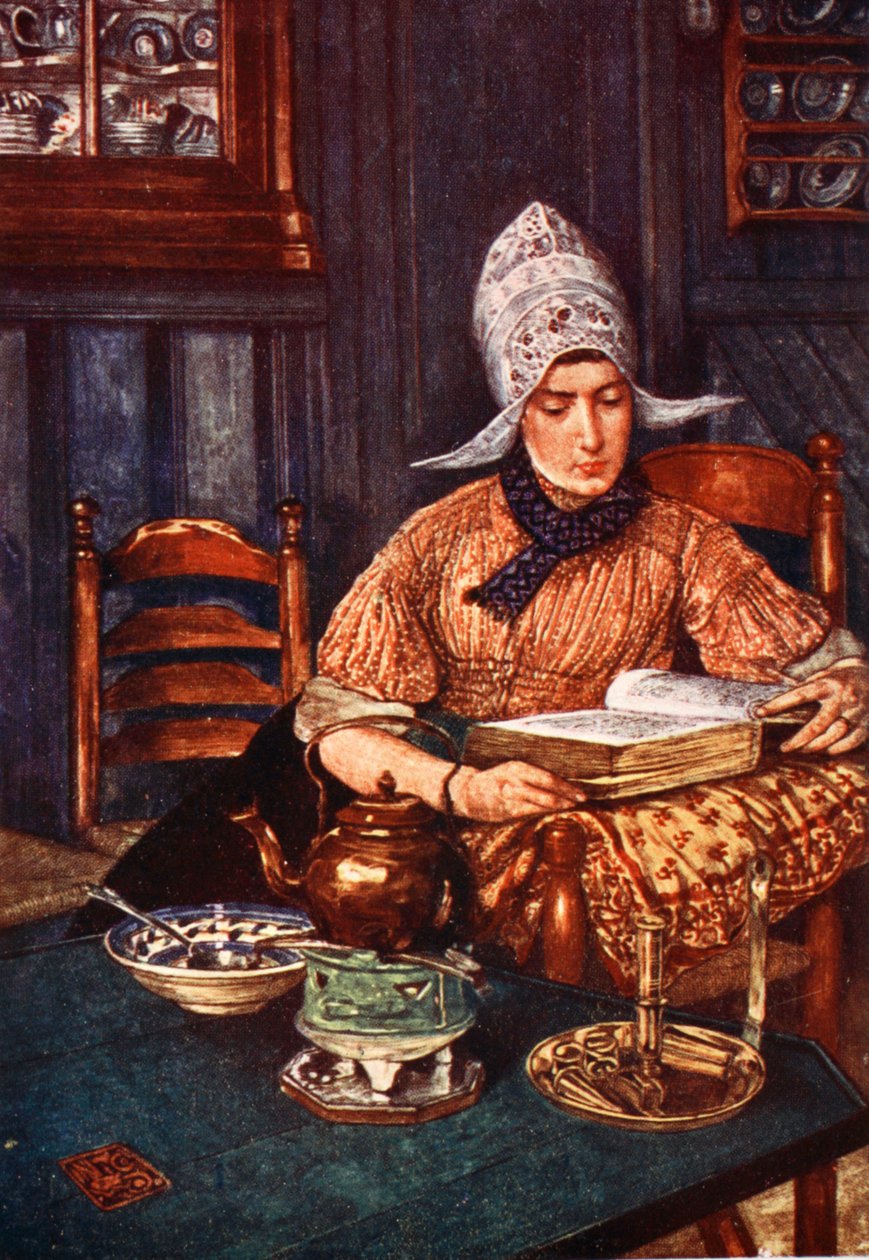 Sisätiloissa nainen lukemassa kirjaa 1904 tekijältä Nico Jungman