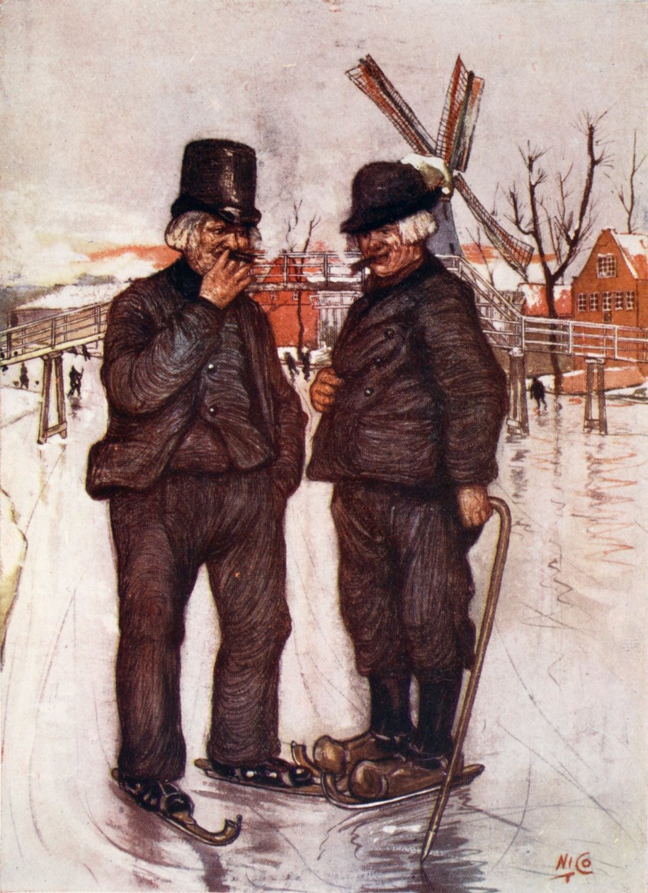 Vanhat hollantilaiset luistimilla, 1904 tekijältä Nico Jungman