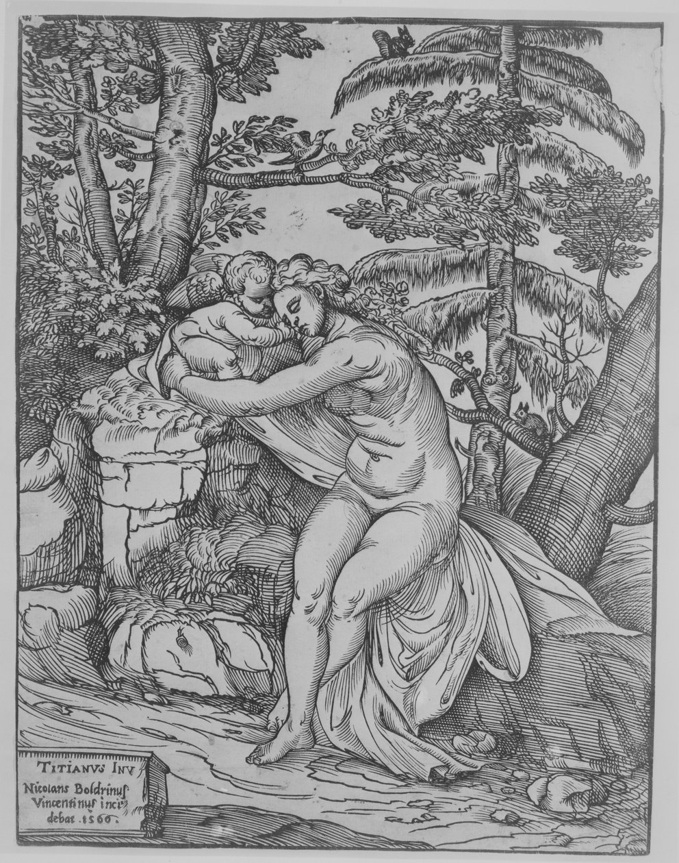 Venus ja Amor, 1566, 1566. tekijältä Nicolò Boldrini