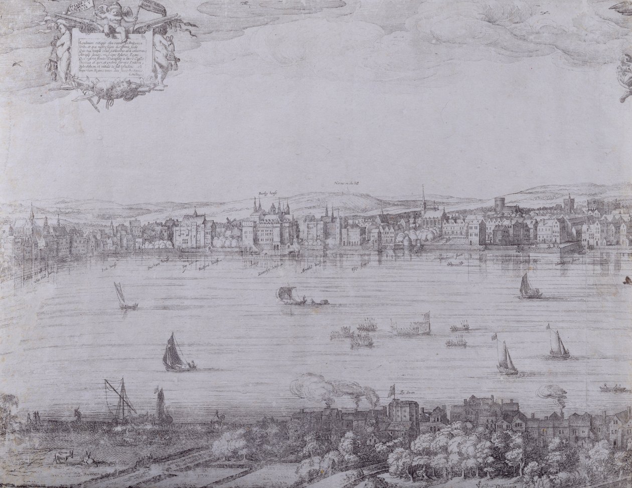 Panorama of London and the Thames, osa ensimmäinen, joka näyttää Whitehallista Blackfriarsiin, n. 1600 (katso myös 7214 ja 64730-31) tekijältä Nicolaes Jansz Visscher