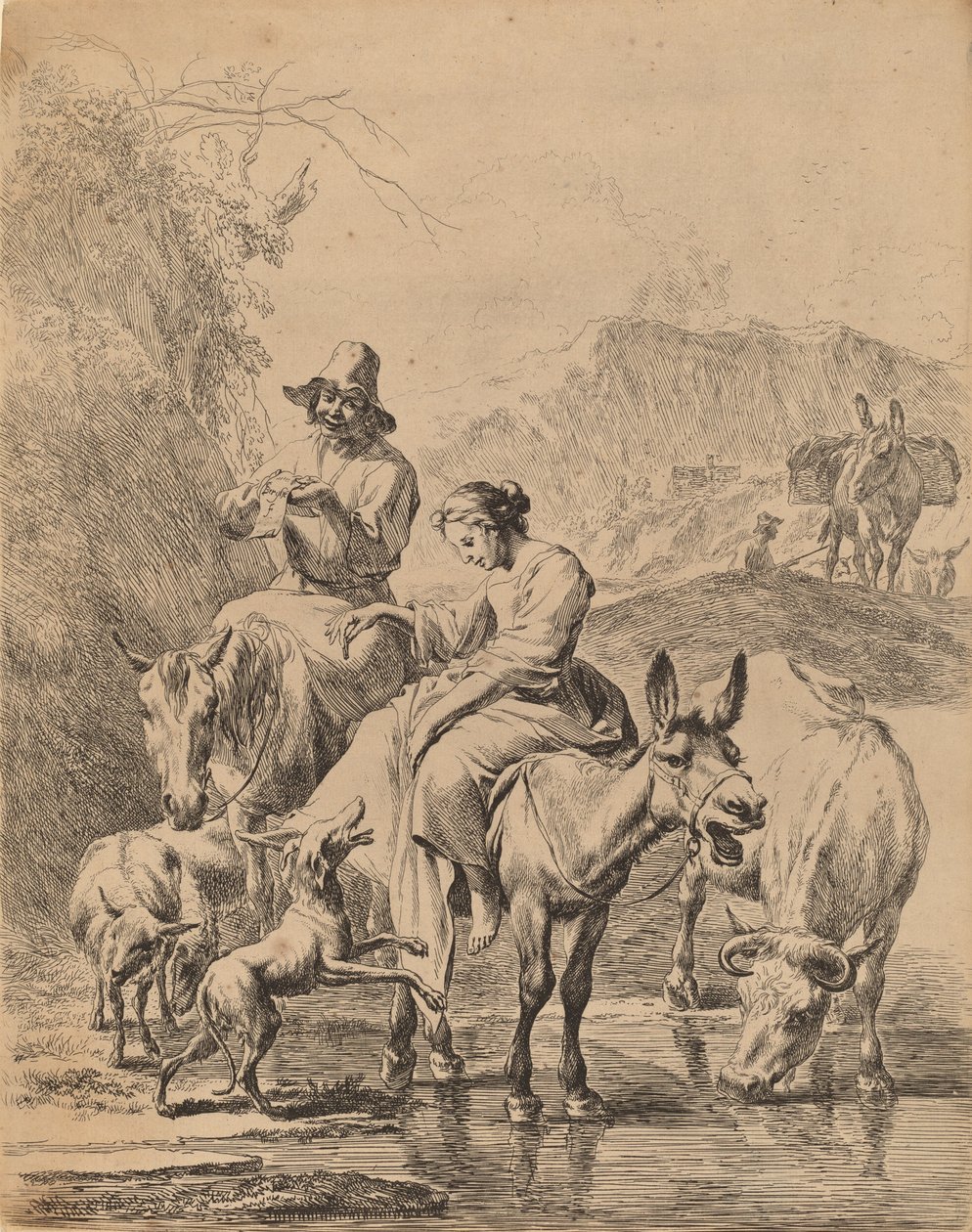 Paimentar aasilla, 1655. tekijältä Nicolaes Berchem