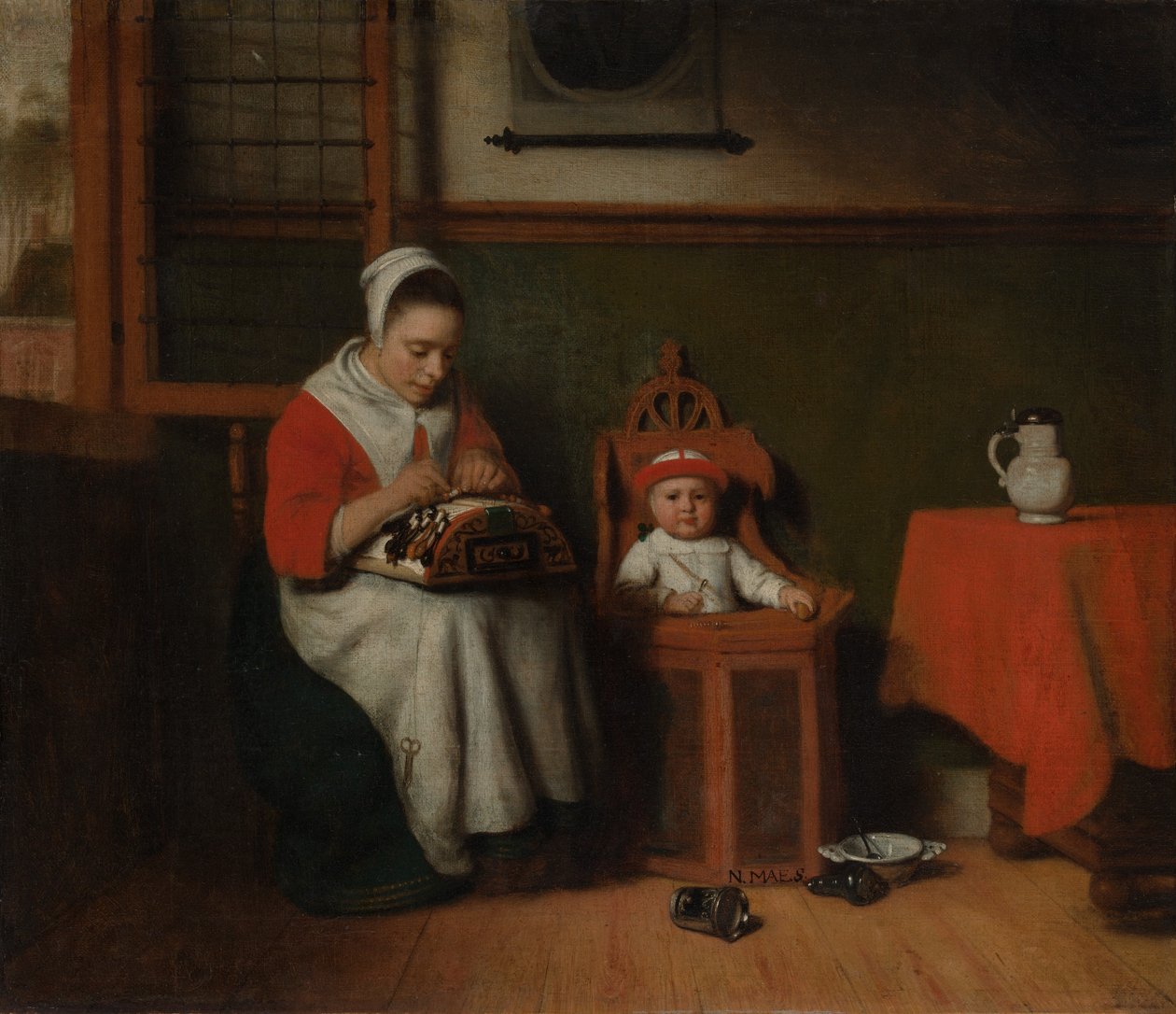 Lacemaker, n. 1656. tekijältä Nicolaes Maes