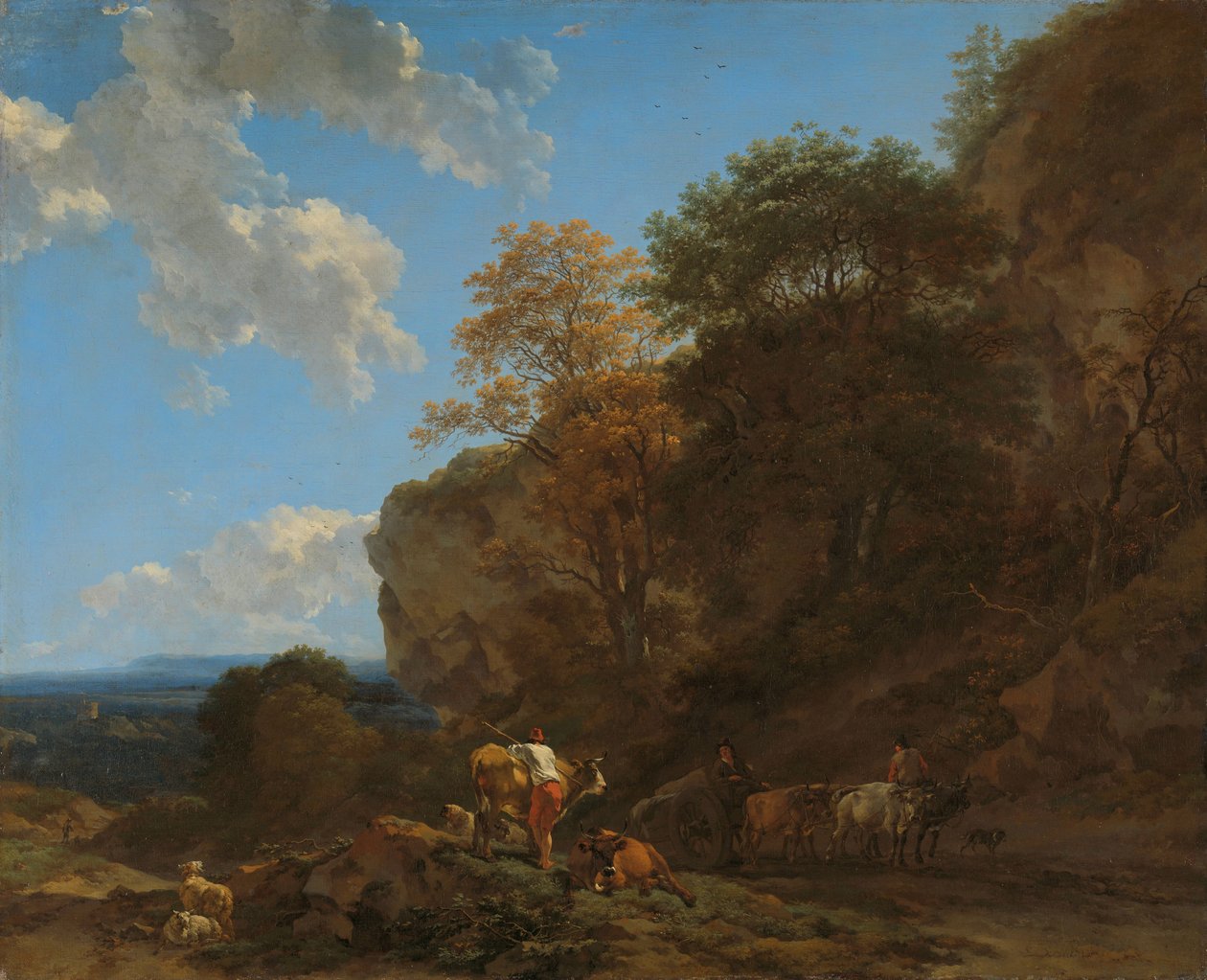 Italian maisema tekijältä Nicolaes Pietersz Berchem