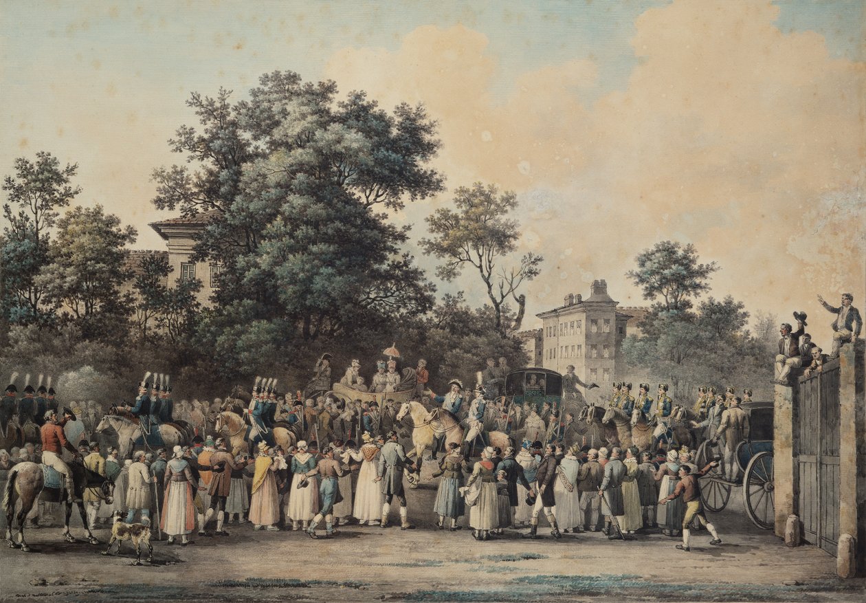 Louis-Antoine de France (1775-1844) Duc dAngouleme, Barriere de Vaugirardissa, 1814 (kynä ja muste ja wc paperilla) tekijältä Nicolas Joseph Vergnaux