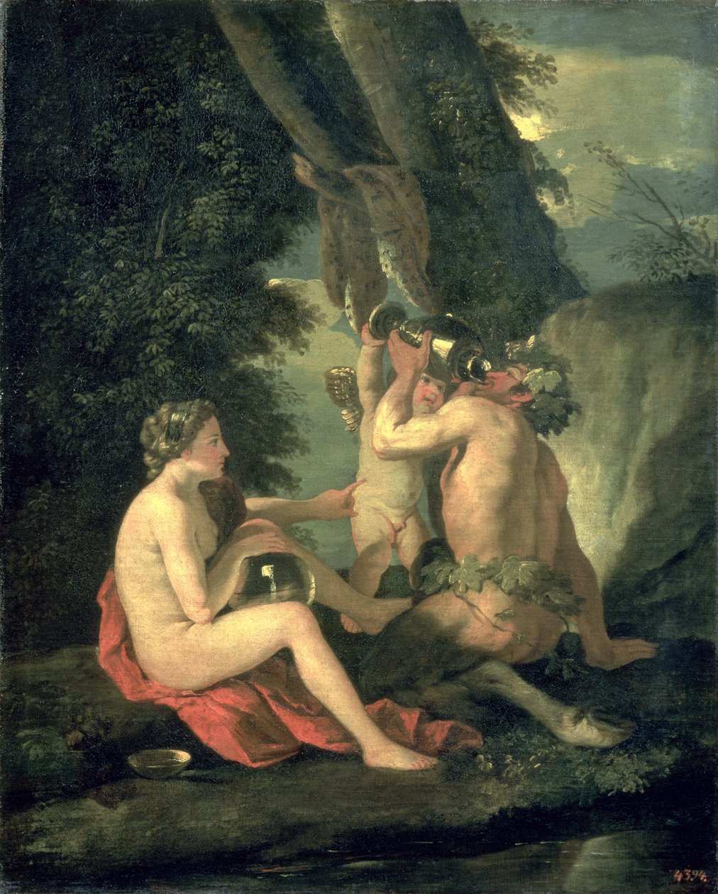 Satyr ja Nymfi, 1630 tekijältä Nicolas Poussin