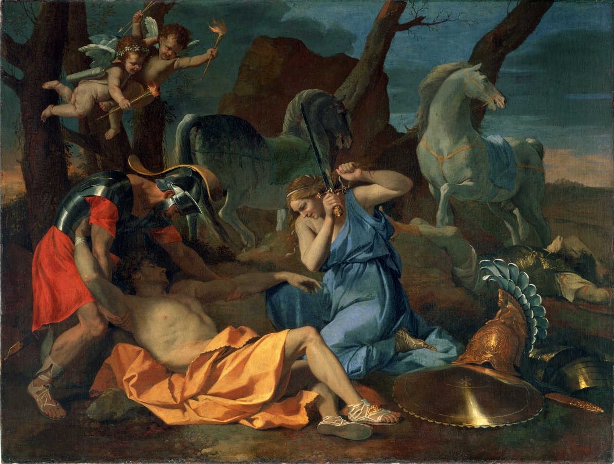 Tancred ja Erminia, noin 1635 tekijältä Nicolas Poussin