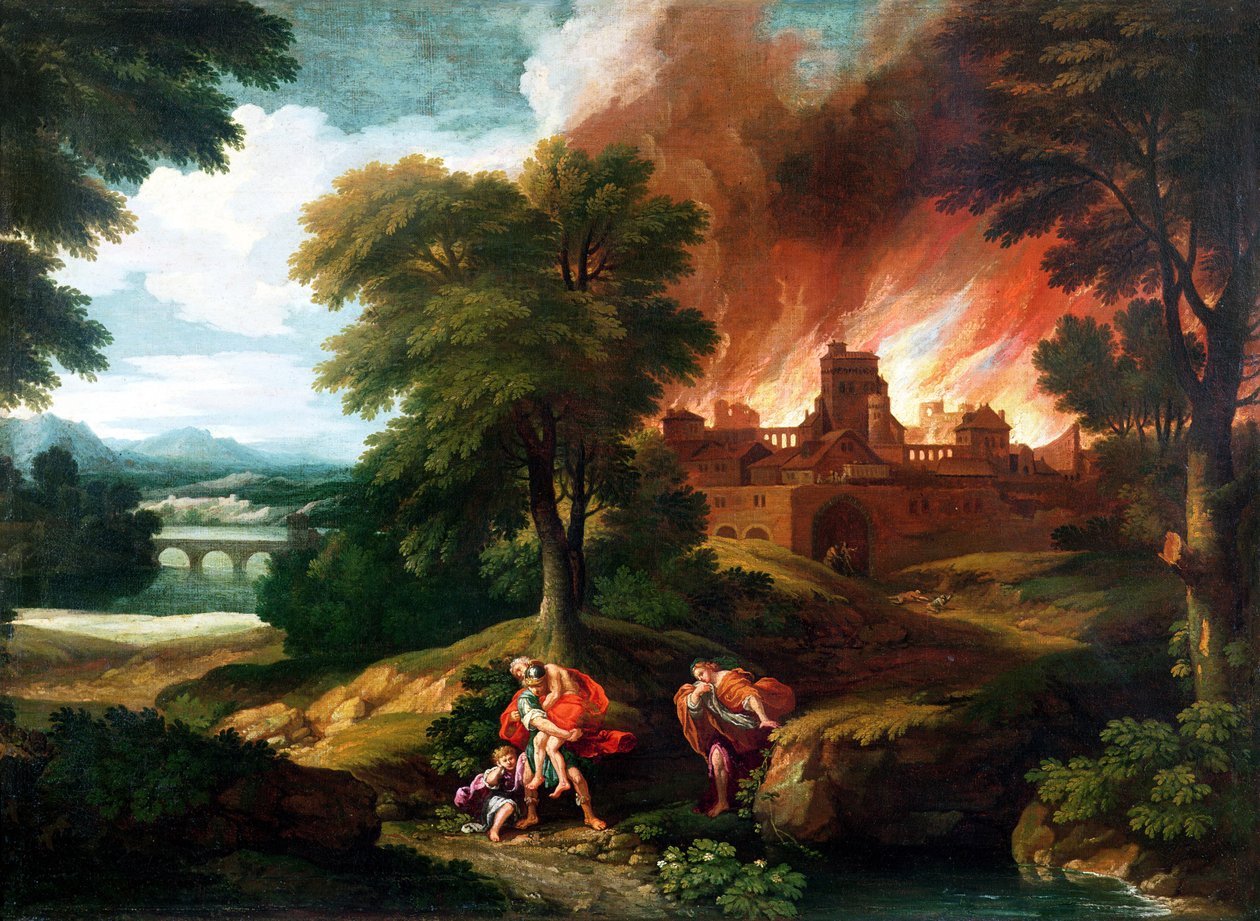 Troijan palaminen tekijältä Nicolas Poussin