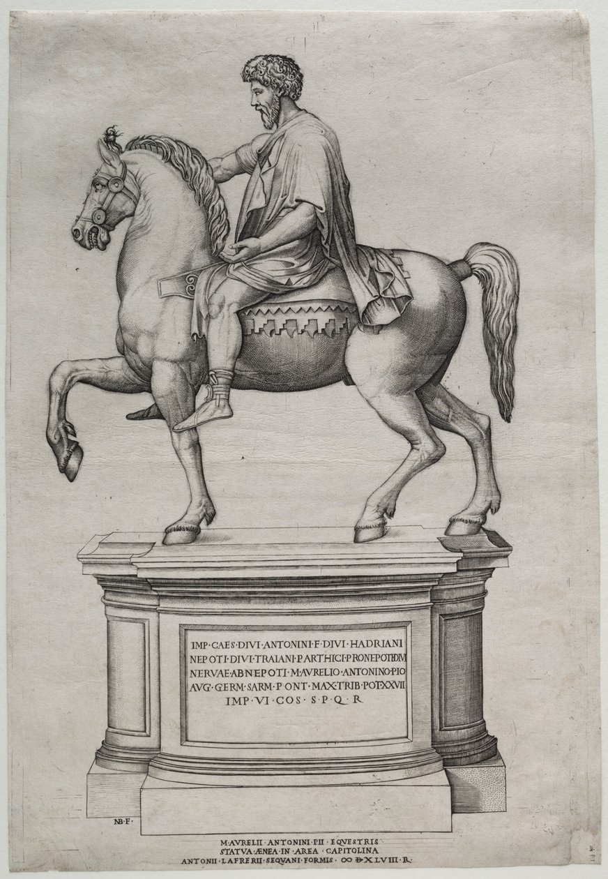 Marcus Aureliuksen ratsastuspatsas, 1548. tekijältä Nicolas Beatrizet